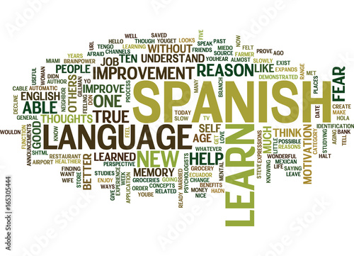 LEARN SPANISH TEN REASONS WHY Text Background Word Cloud Concept