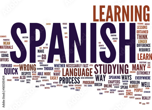 LEARN SPANISH NO MATTER HOW Text Background Word Cloud Concept