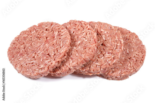 Hamburger, minced beef on a white background