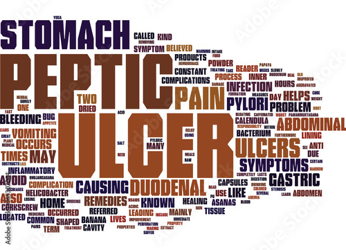 LEARN ABOUT PEPTIC ULCER Text Background Word Cloud Concept