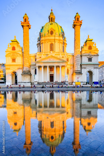 Vienna, Austria. St. Charles's Church (Karlskirche) at sunset.