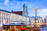 Linz, Austria. Holy Trinity column on the Main Square (Hauptplatz).