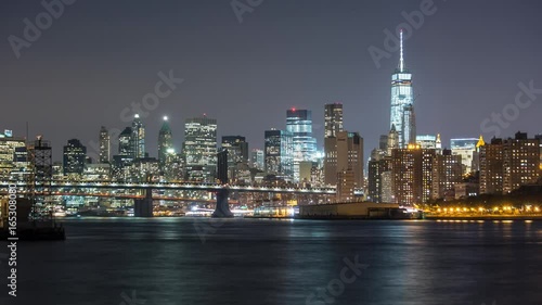 New York Manhattan rooftops Skuscrapers at night Timelapse photo