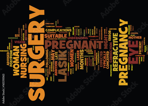 LASER EYE SURGERY IS DANGEROUS FOR PREGNANT WOMEN Text Background Word Cloud Concept