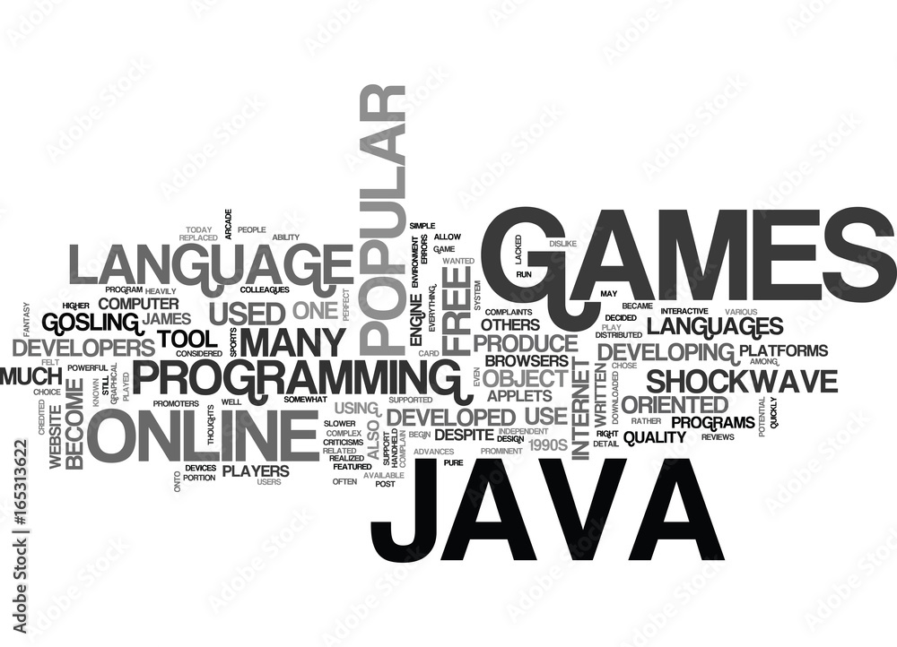 JAVA ONLINE GAMES Text Background Word Cloud Concept Stock Vector | Adobe  Stock