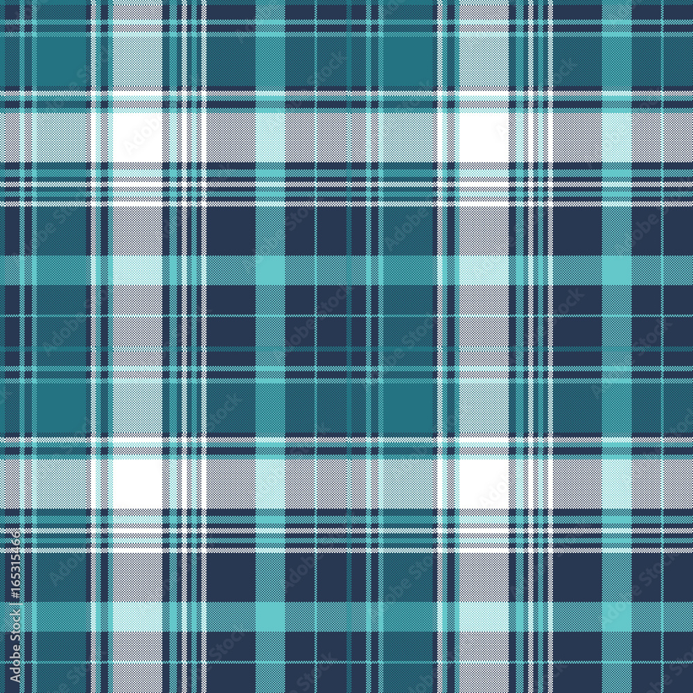 Blue pixel check tartan seamless fabric texture Blue pixel check tartan seamless fabric texture