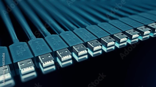 Wallpaper Mural Linear array of usb type A cables on a reflective surface. Torontodigital.ca