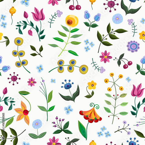 Vintage seamless pattern with abstract fancy flowers.