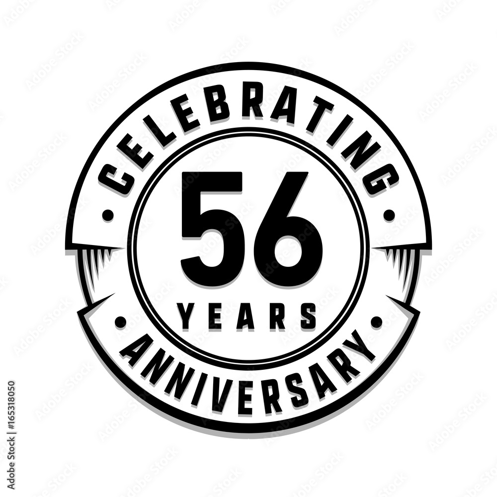 56 years anniversary logo template. Vector and illustration.