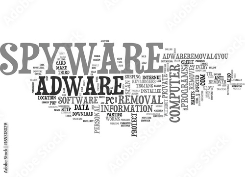 IS THERE SPYWARE AND ADWARE ON YOUR COMPUTER Text Background Word Cloud Concept