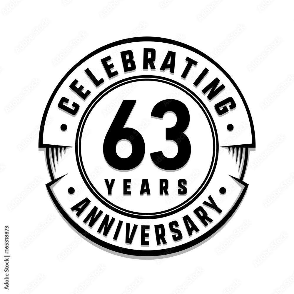 63 years anniversary logo template. Vector and illustration.