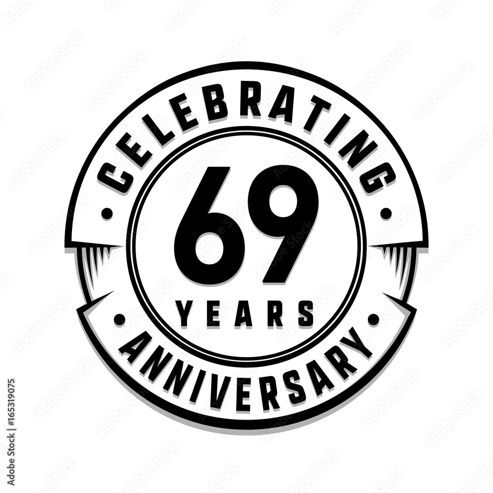 69 years anniversary logo template. Vector and illustration.