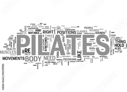 IS PILATES A NEW FITNESS TREND RIGHT FOR YOU Text Background Word Cloud Concept