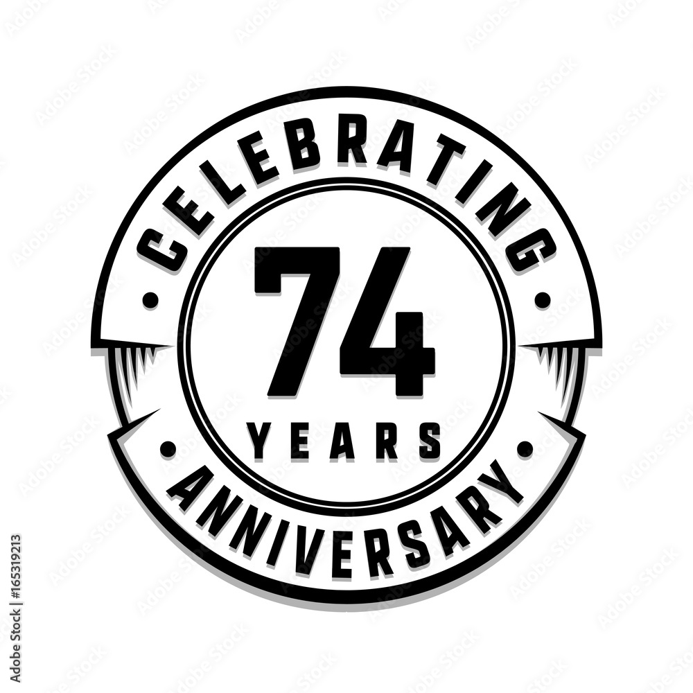 74 years anniversary logo template. Vector and illustration.