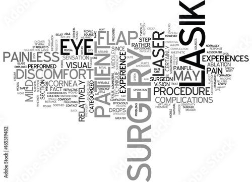 IS LASIK LASER EYE SURGERY PAINFUL Text Background Word Cloud Concept