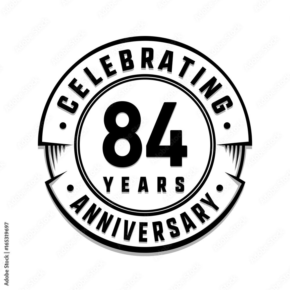 84 years anniversary logo template. Vector and illustration.
