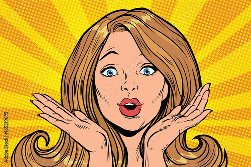 Beautiful female emotional reaction misunderstanding