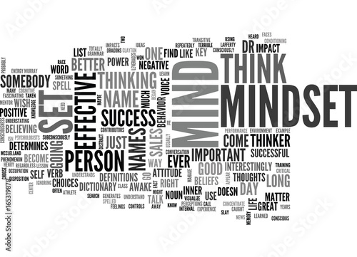 IS IT MINDSET OR MIND SET Text Background Word Cloud Concept