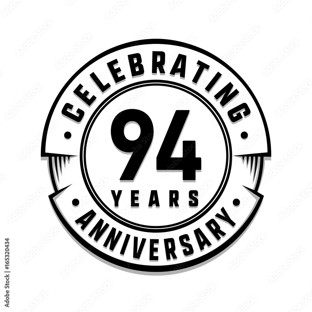 94 years anniversary logo template. Vector and illustration.