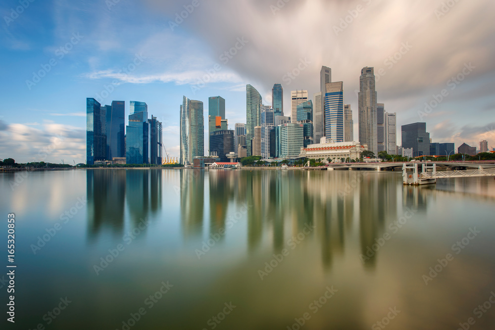 Daylight and bridge in Singapore City with panorama view, Singapore