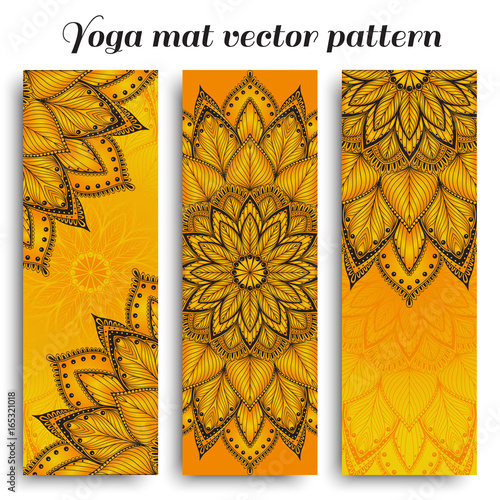 Set of sunny yoga mat vector pattern