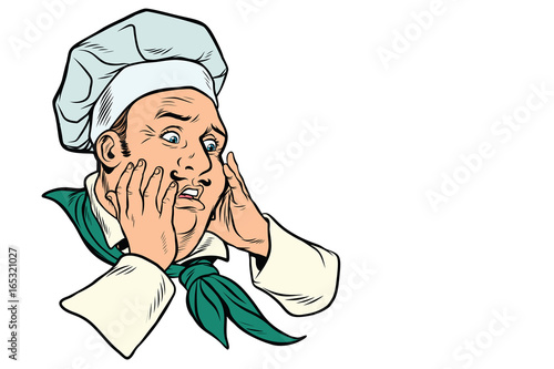 male cook scared gesture