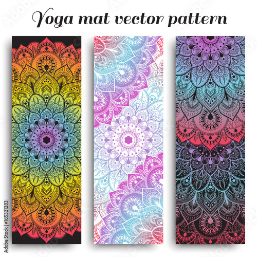 Set of colorful yoga mat vector pattern
