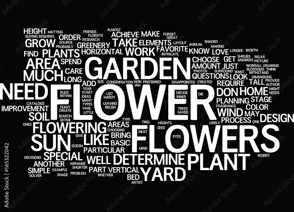 GREAT FLOWER GARDEN DESIGN SIMPLE STEPS PART Text Background Word Cloud  Concept Stock Vector | Adobe Stock