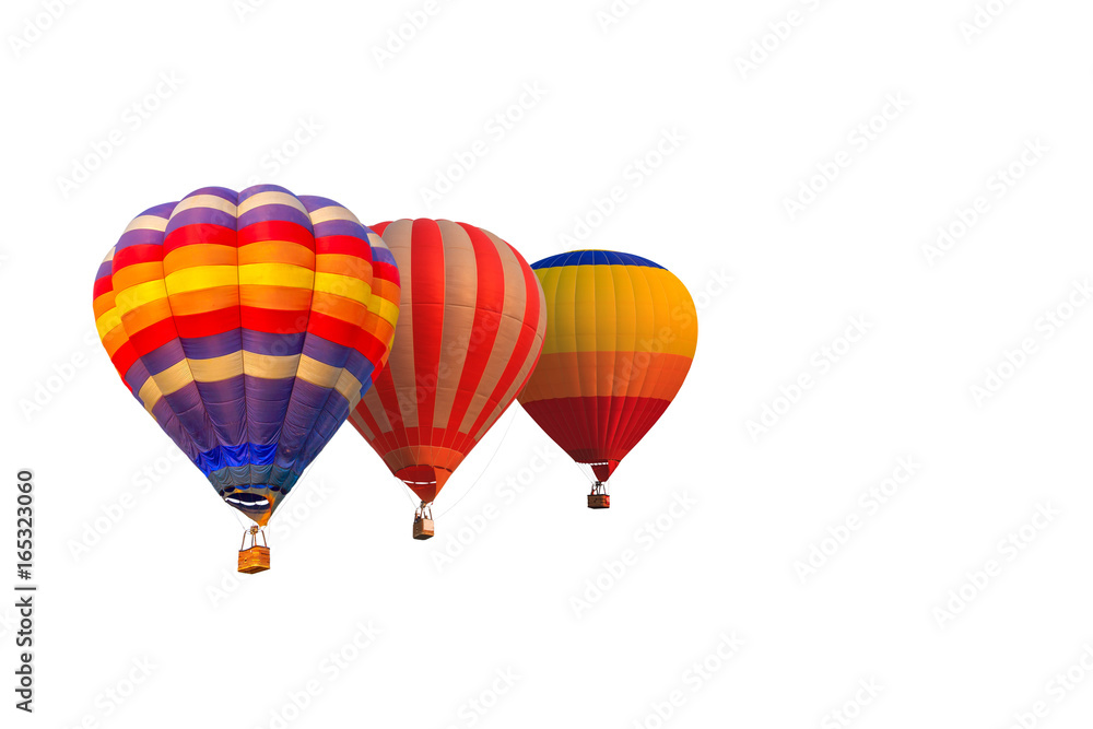 Fototapeta premium Group hot air balloons isolated on white background