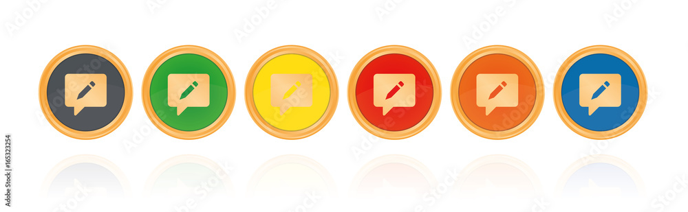 Sprechblase mit Stift - Bearbeiten - Bronze Buttons Sprechblase mit Stift - Bearbeiten - Bronze Buttons