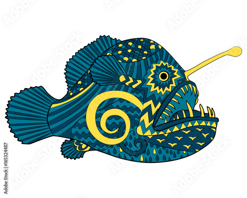 Bright colored creepy monk fish