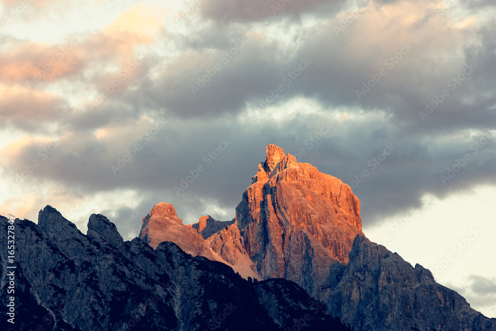 Burning summits of Dolomites