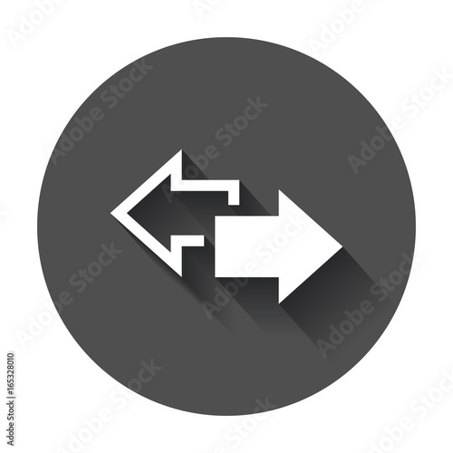 Free Download Arrow left and right vector icon. Forward arrow sign illustration. Business concept on black round background with long shadow. - GFXLoad