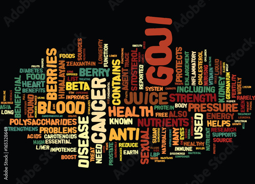 GOJI NUTRIENT DENSE SUPERFOOD Text Background Word Cloud Concept