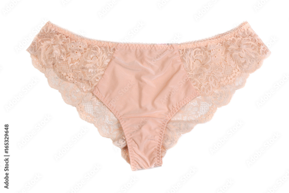Cream lace panties with a floral pattern. Isolate Cream lace panties with a floral pattern. Isolate