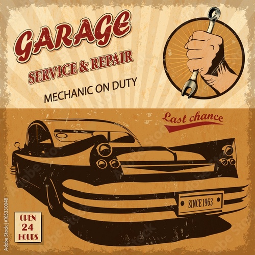 Vintage garage retro poster
