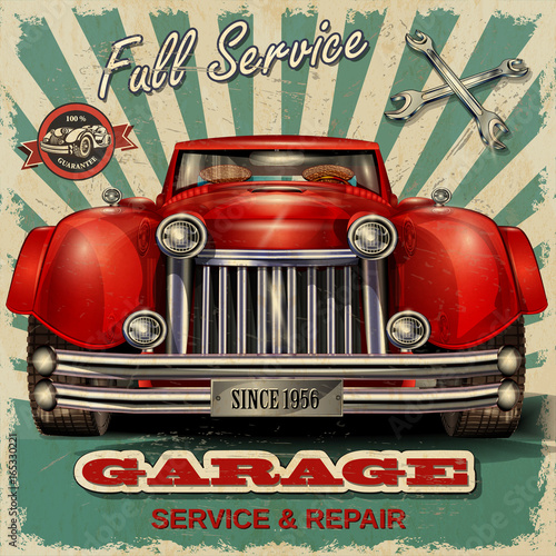 Vintage garage retro poster
