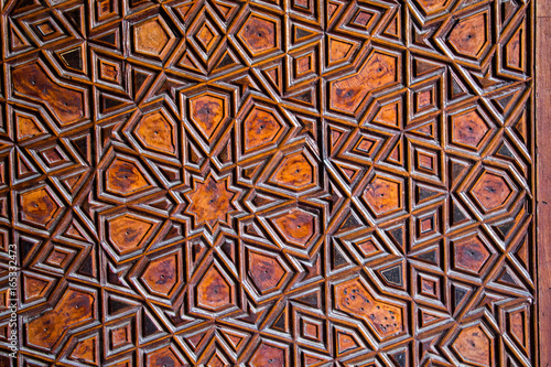 Ottoman Turkish  art with geometric patterns on wood