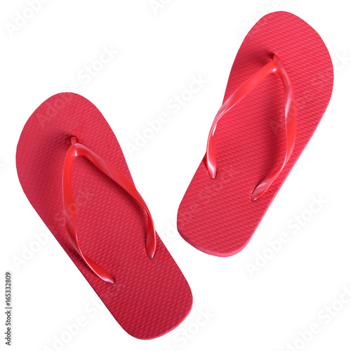 Summer shoes rubber flip flops red