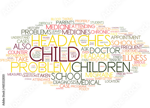 FREQUENT HEADACHES AND MIGRAINE IN CHILDREN Text Background Word Cloud Concept