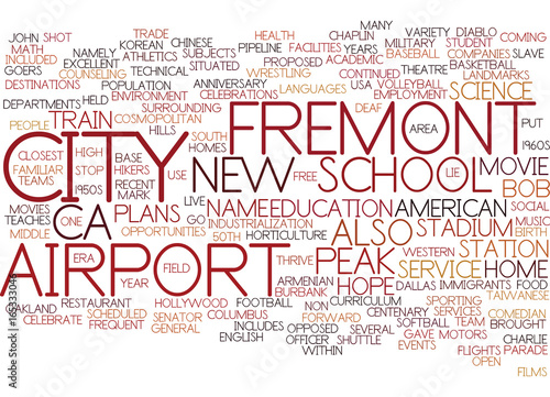 FREMONT CA Text Background Word Cloud Concept