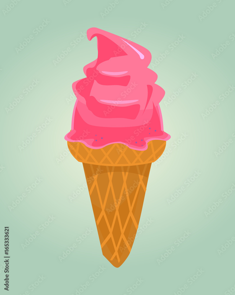 Pink isolated ice cream icon. Vector flat cartoon illustration Pink isolated ice cream icon. Vector flat cartoon illustration