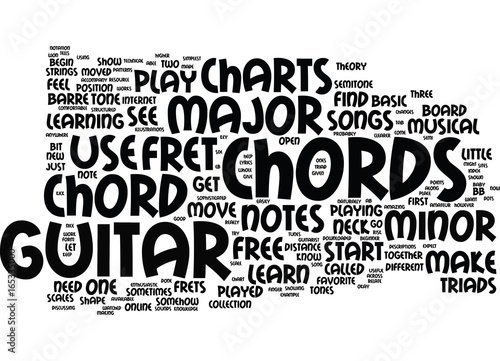 FREE GUITAR CHORD CHARTS Text Background Word Cloud Concept