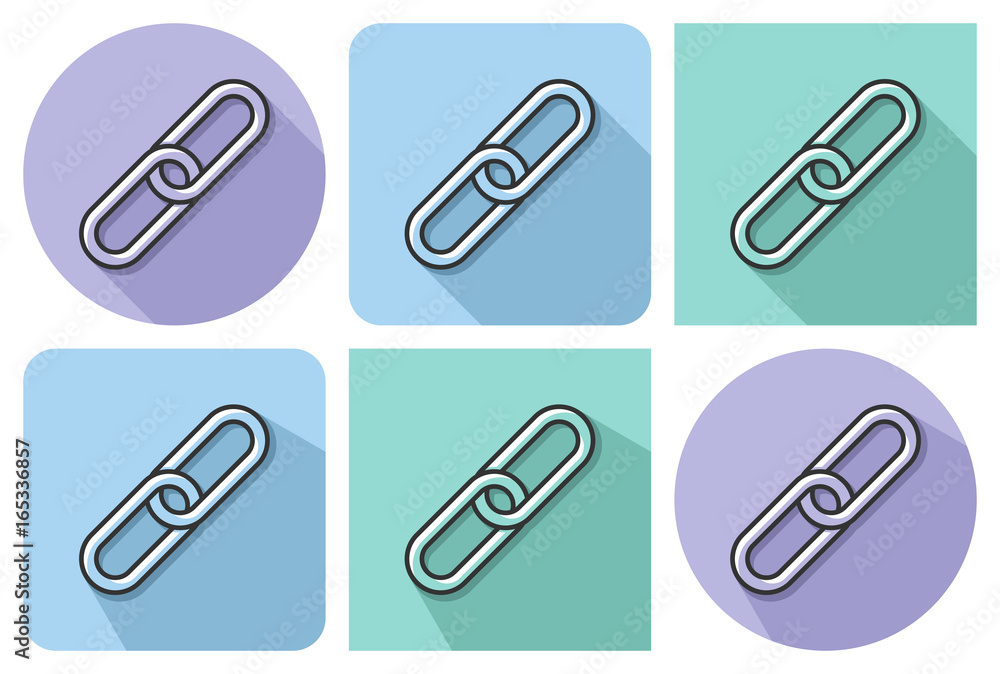 Outlined icon of chain with parallel and not parallel long shadows Outlined icon of chain with parallel and not parallel long shadows