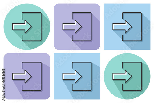Outlined icon of entrance (login, registration, etc.) with parallel and not parallel  long shadows