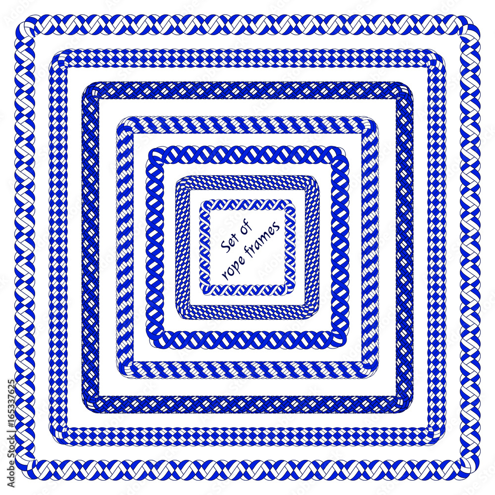 Set of sea rope frames for text and logo Set of sea rope frames for text and logo
