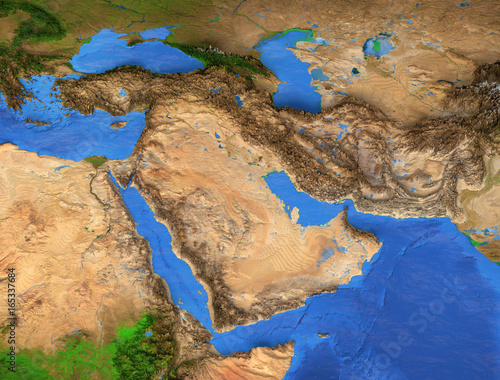 Middle East - Gulf region. High resolution map