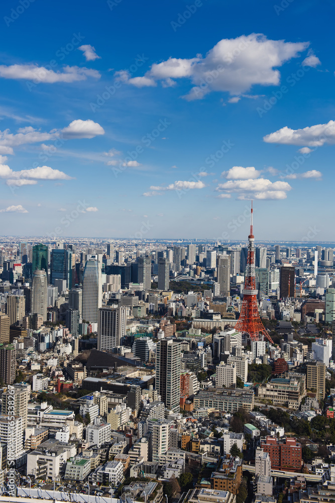 JAPAN, TOKYO-FEBRUARY 14, 2017: Tokyo with skyline in Tokyo Japan.