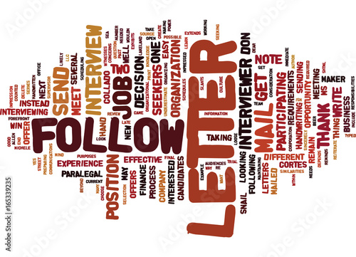 FOLLOW UP LETTERS WIN JOB OFFERS Text Background Word Cloud Concept