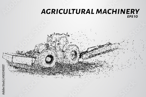 Agricultural machinery from particles. Agricultural equipment consists of dots and circles. Vector illustration
